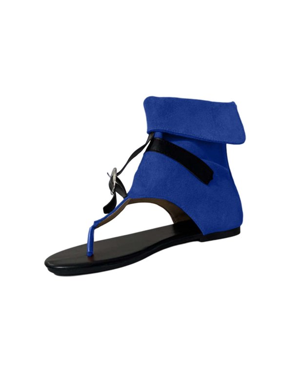 Women's Flat Thong Sandals Boots Adjustable Buckle Open Toe Zipper Wedge High Top Gladiator Booties Party Vocation