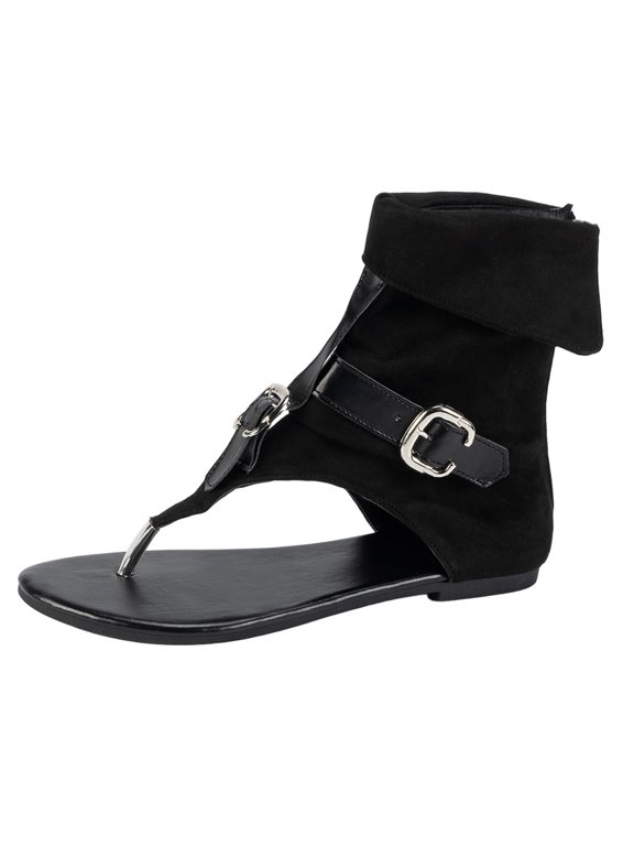 Women's Flat Thong Sandals Boots Adjustable Buckle Open Toe Zipper Wedge High Top Gladiator Booties Party Vocation