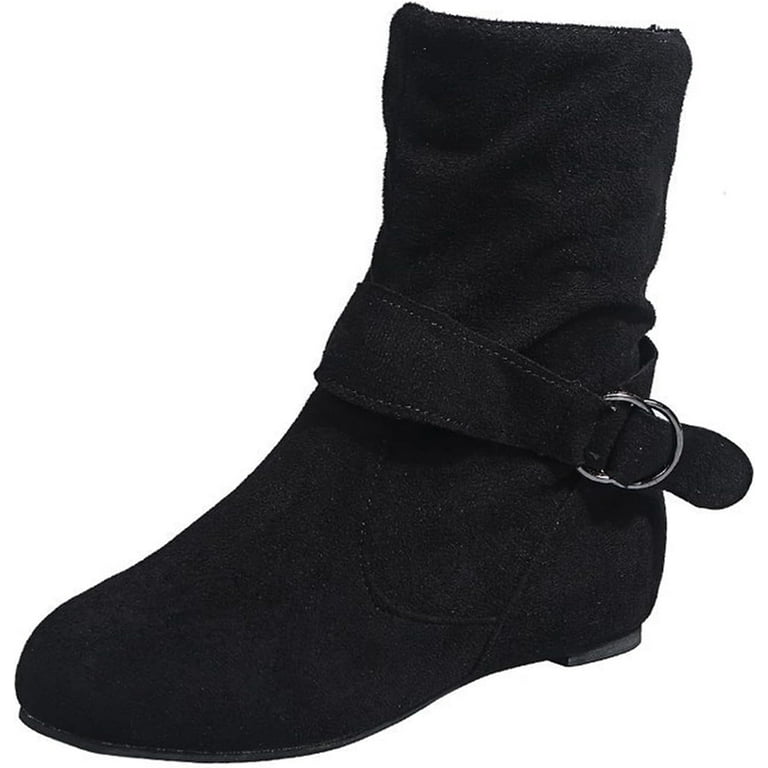 Suede slouch ankle boots flat best sale
