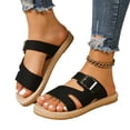 thumbnail image 1 of Women's Flats,Comfortable Sandals for Women,Summer Shoes,Summer Sandals for Women,Flat Sandals for Women,Women's Fashion Plus-Size Flat Sandals With Buckles,Black,6, 1 of 6