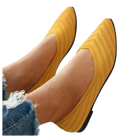 Women's Flats Pointed Toe Knit Ballet Shoes Comfortable Casual Dressy Mesh Slip on Low Heels