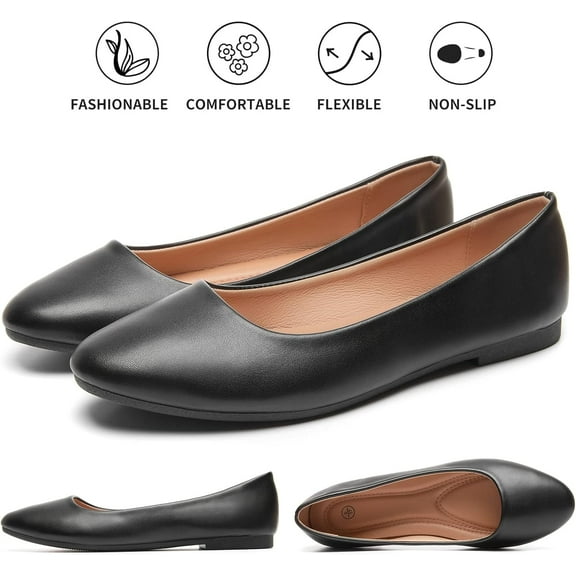 Women's Flats Shoes Ballet Flats Dress Shoes Comfortable PU Leather Slip on Shoes for Women
