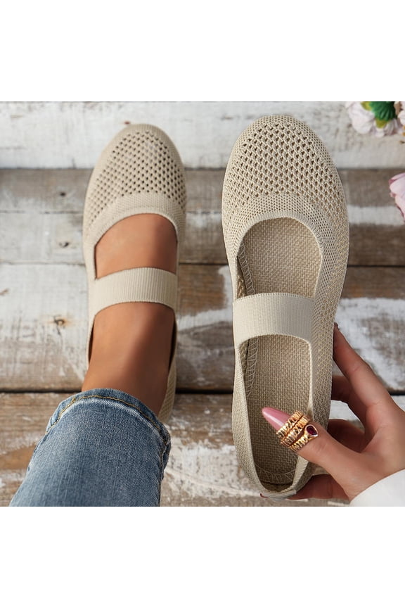 Women's Flats Shoes Pointed Toe Knit Ballet Comfortable Dressy Slip On Flat Beige 7.5