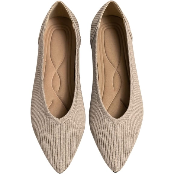 Women's Flats Shoes Pointed Toe Knit Ballet Comfortable Dressy Slip On Flat