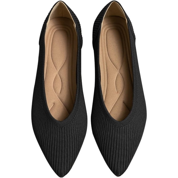 Women's Flats Shoes Pointed Toe Knit Ballet Comfortable Dressy Slip On Flat