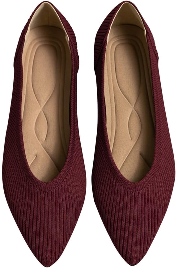 Women's Flats Shoes Pointed Toe Knit Ballet Comfortable Dressy Slip On Flat