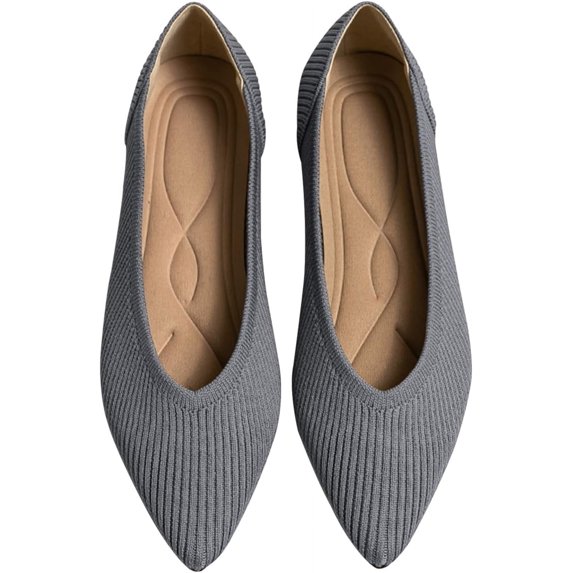 Women's Flats Shoes Pointed Toe Knit Ballet Comfortable Dressy Slip On Flat