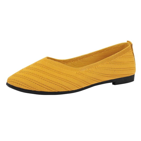 Women's Flats Shoes Pointed Toe Knit Ballet Flats Comfortable Casual Dressy Slip On Flat Work Office Shoes