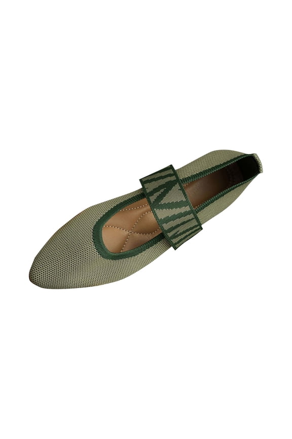 Women's Flats Shoes Pointed Toe Knit Washable Ballet Comfortable Dressy Mary Jane Flat with Strap, Lightweight and Breathable