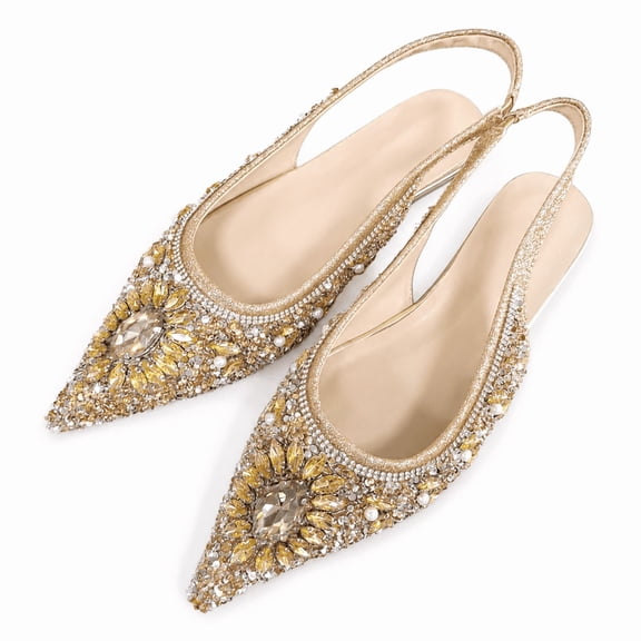 Women's Flats Shoes Rhinestone Pointed Toe Flats Comfort Low Wedge Dressy Flats Silver Bowknot Flats Light Weight Casual Ballet Shoes