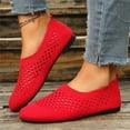thumbnail image 1 of Women's Flats Shoes Summer Hollow Knitting Breathable Shoes Casual Solid Round Toe Slip-On Shoes, 1 of 7