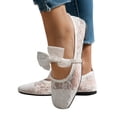 thumbnail image 1 of Women's Flats for Women Breathable Mesh Ballet Flats Comfortable Square Toe Casual Shoes with Bow Decor Lightweight Fashion Dressy Flat for Spring Summer Daily Wear,White 41, 1 of 5