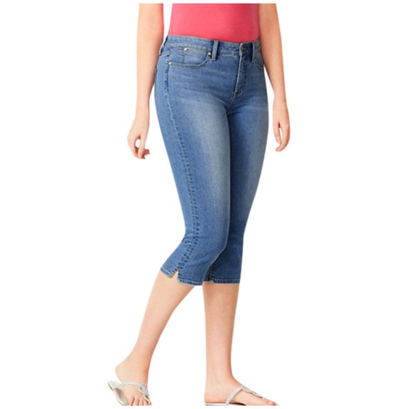 Women's Flattering High Waist Cropped Jeans, Stretch Slim Fit Denim Pants with Tummy Control & Casual Chic Style,Dark Blue 3XL