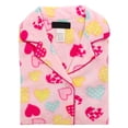 thumbnail image 1 of Women's Fleece 2 Piece Sleepwear Button Up Drawstring Waist Pajama Set (Heart Pink, 2XL), 1 of 1