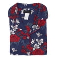 thumbnail image 1 of Women's Fleece 2 Piece Sleepwear Button Up Drawstring Waist Pajama Set (Navy Rose, XL), 1 of 2