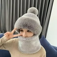 thumbnail image 1 of Women's Fleece Balaclava Hood, 3-in-1 Integrated Face Mask Neck Warmer and Beanie, Windproof Cold Weather Hood for Outdoor Running, Cycling, Skiing Grey, 1 of 7