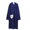 thumbnail image 1 of Women's Fleece Barthrobe Long Sleeve Crewneck Thicken Solid Heart Printed Hooded Pullover Robe Blue Free Size, 1 of 6