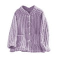 thumbnail image 1 of Women's Fleece Bed Jacket Winter Warm Fuzzy Pajama Tops Button Down Jacquard Sleepwear Plush Bed Coat Loungewear with Pockets, 1 of 6