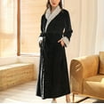 thumbnail image 1 of Women's Fleece Couple Bathrobes, Flannel Nightgown Warm Robes Thickened Long Sleepwear Home Wear with Pockets New Robe for Women Cute Lightweight Black M, 1 of 6