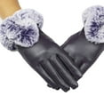 thumbnail image 1 of Women's Fleece Cuff Gloves, Touchscreen PU Leather Riding Gloves, Soft Warm Winter Gloves with Plush Wrist, All Season Comfort Driving Gloves Purple, 1 of 3