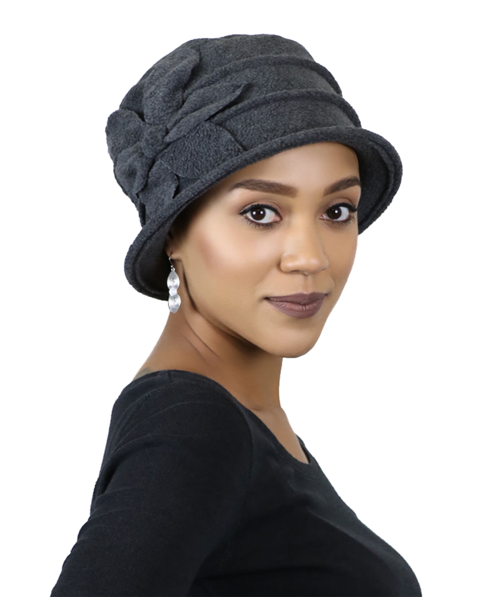 Fleece Flower Cloche Hat for Women Chemo Headwear Soft on Sensitive Scalps Fleece Flower Cloche Hat for Women. Soft and Comfy Enough  main image 2