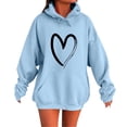 thumbnail image 1 of Women's Fleece Hoodie Hooded Tunic Sweatshirt Long Sleeve Tops Blouse Hooded Sweatshirts Light Blue XL, 1 of 4