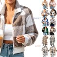 thumbnail image 1 of Women's Fleece Jacket Dqueduo Women's Fashion Long Sleeve Winter Leisure Refined Casual Jacket , Multiple Styles Khaki XXXL, 1 of 7