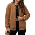 thumbnail image 1 of Women's Fleece Jacket Long Sleeve Comfy Casual Fall Coat Zip up Warm Winter Outerwear with Pockets New Long Sleeve Jackets for Women Coffee S, 1 of 6