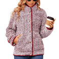 thumbnail image 1 of Women's Fleece Jacket Sherpa Teddy Fleece Coat Button Front Warm Outerwear with Pockets Stand Collar for Fall Winter, 1 of 9