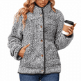 thumbnail image 1 of Women's Fleece Jacket Sherpa Teddy Fleece Coat Button Front Warm Outerwear with Pockets Stand Collar for Fall Winter, 1 of 8
