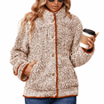 thumbnail image 1 of Women's Fleece Jacket Sherpa Teddy Fleece Coat Button Front Warm Outerwear with Pockets Stand Collar for Fall Winter, 1 of 7