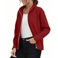 thumbnail image 1 of Women's Fleece Jacket Zip up Coat Lightweight Soft Warm Long Sleeve Outerwear with Pockets for Winter New Oversized Jacket for Women Lightweight Red L, 1 of 8