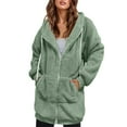 thumbnail image 1 of Women's Fleece Jacket Zip up Plush Coat Oversized Sherpa Lined Warm Winter Outerwear with Hood Long Sleeve Sweater Jackets, 1 of 7