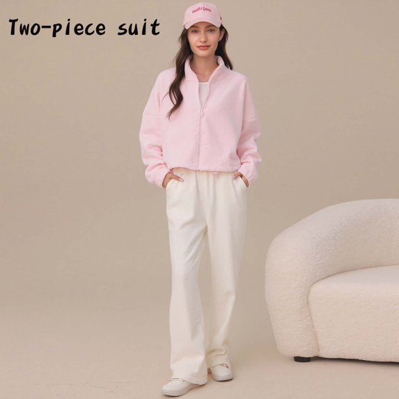 Women’s Fleece Jacket with Warm Lining – Stand Collar Zip-Up Sports Cardigan, Loose Fit Fall/Winter