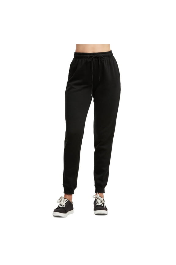 Women's Cotton Fleece Lined Jogger Pants Winter Sweatpant, Black, Large, 1 Piece