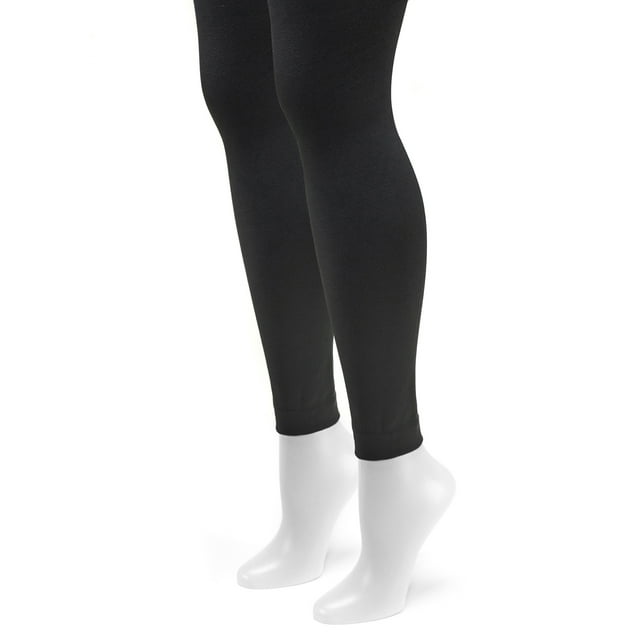 Women's Fleece Lined 2Pair Pack Footless Tights