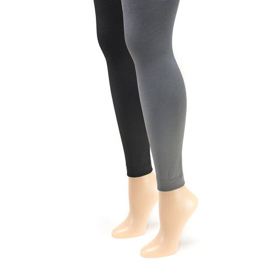 Women's Fleece Lined 2-Pair Pack Footless Tights 