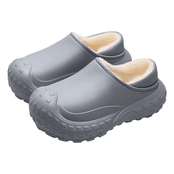 Women's Fleece Lined Clogs Wide Toe Box Waterproof Non Slip House Slippers Comfortable Tow Ways Wear Walking Shoes