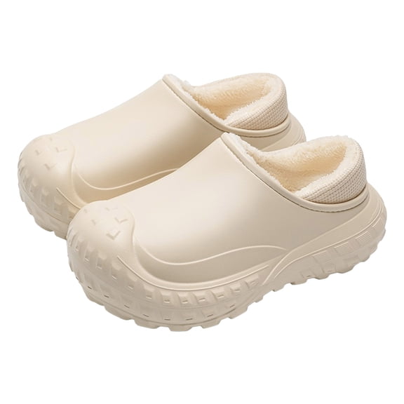 Women's Fleece Lined Clogs Wide Toe Box Waterproof Non Slip House Slippers Comfortable Tow Ways Wear Walking Shoes