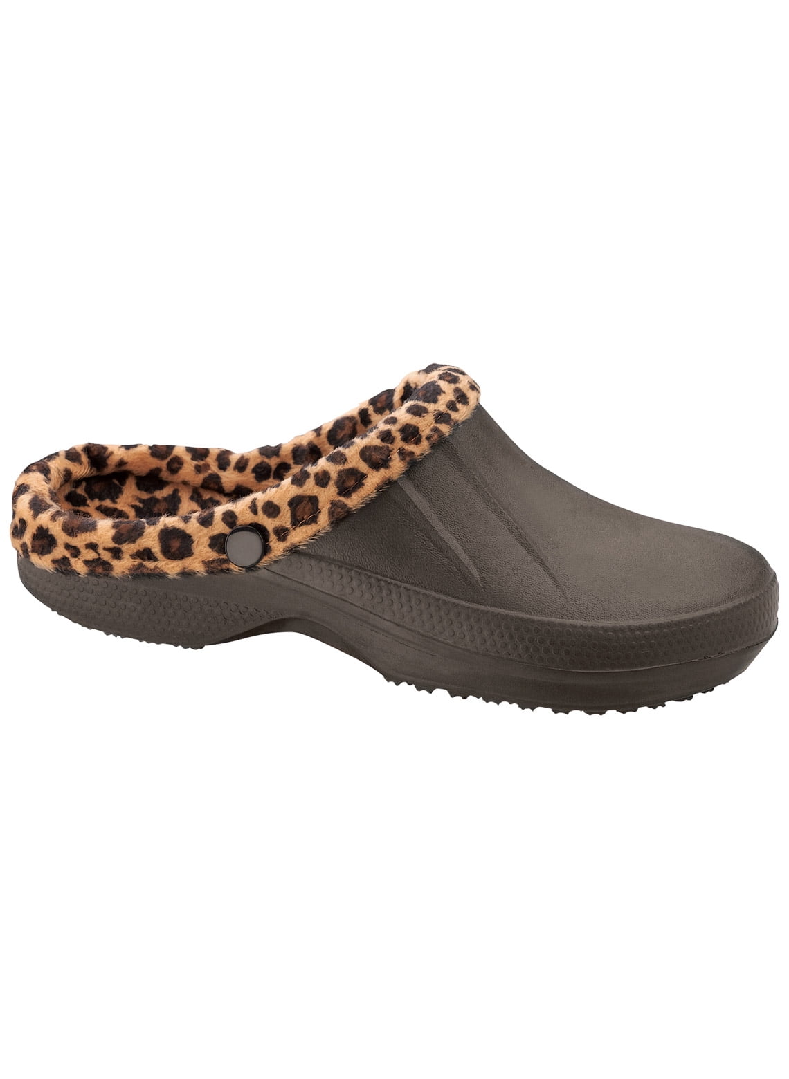 Leopard print online fleece lined crocs