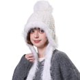 thumbnail image 1 of Women's Fleece Lined Ear Flap Hat, Winter Thermal Trapper Hat, Windproof Cold Weather Cap, Outdoor Sports Ear Muff Hat, Knit Aviator Hat with Ear Flaps, Winter Ear Protection - White, 1 of 4
