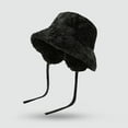 thumbnail image 1 of Women's Fleece Lined Fisherman Hat, Winter Bucket Hat with Built-In Ear Coverage & Adjustable Chin Strap, Soft Velvet Hat for Cold Weather and Outdoor - Black, 1 of 3