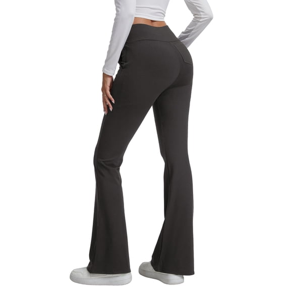 CoKate Women's Fleece Lined Flare Leggings with Pockets High Waisted Thermal Bootcut Yoga Pants for Winter