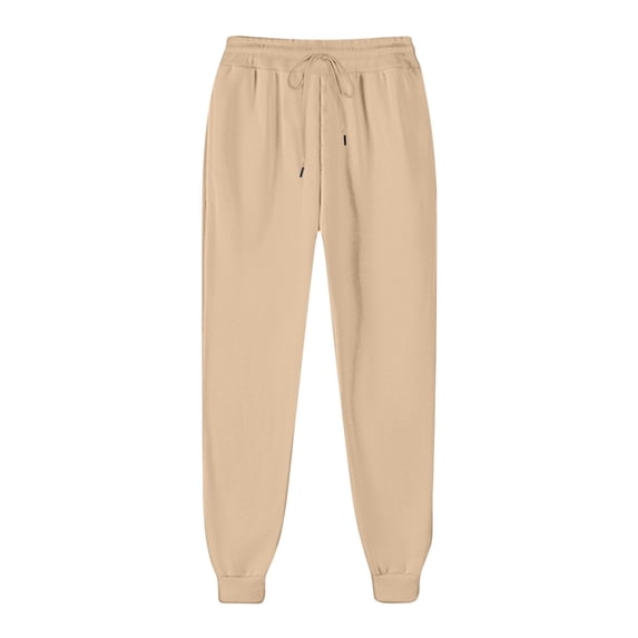 Women's Fleece-Lined High Waist Casual Pants with Drawstring and Multiple Pockets for Winter