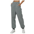 thumbnail image 1 of Women’s Fleece Lined High Waisted Wide Leg Sweatpants - Elastic Waist, Pockets - Workout/Yoga Pants - Polyester, S-XXL, 1 of 5