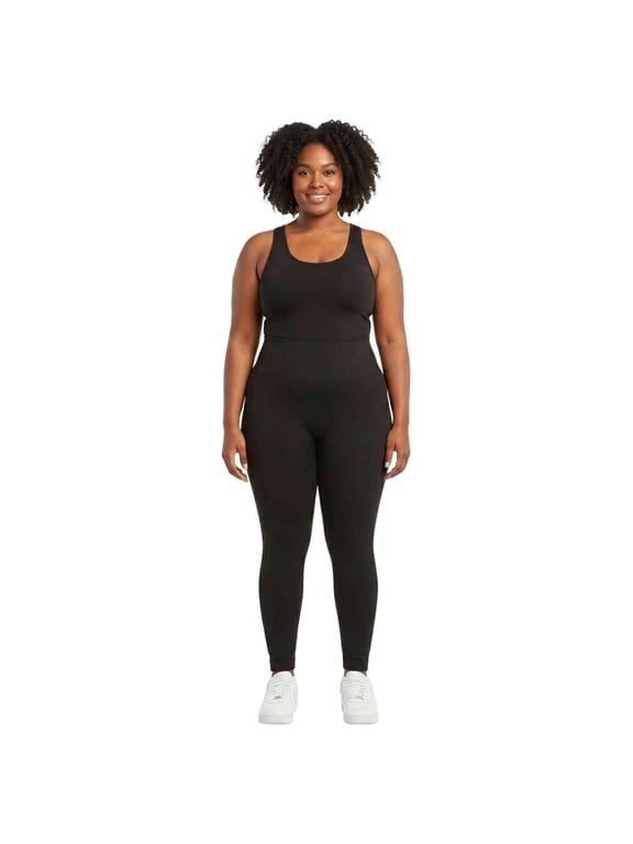 Women's High Waisted Fleece Lined Winter Warm Tights Leggings Black 1-Pack Plus Size