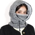 thumbnail image 1 of Women's Fleece-Lined Hooded Neck Warmer with Adjustable Drawstrings for Full Coverage and Winter Protection-Light Gray, 1 of 6