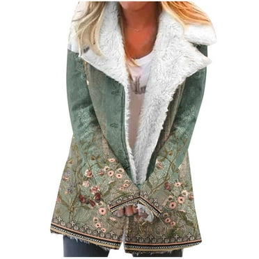 Women's Fleece Lined Jackets Plus Size Winter Warm Coat with Hood Outdoor Chunky Parka Jacket Outerwear