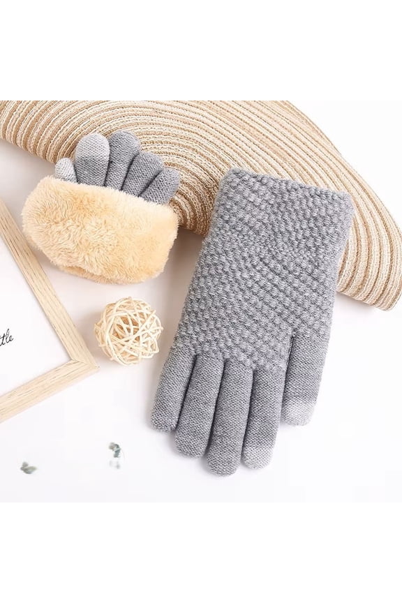 Women's Fleece Lined Jacquard Knit Gloves with Touch Screen Capability