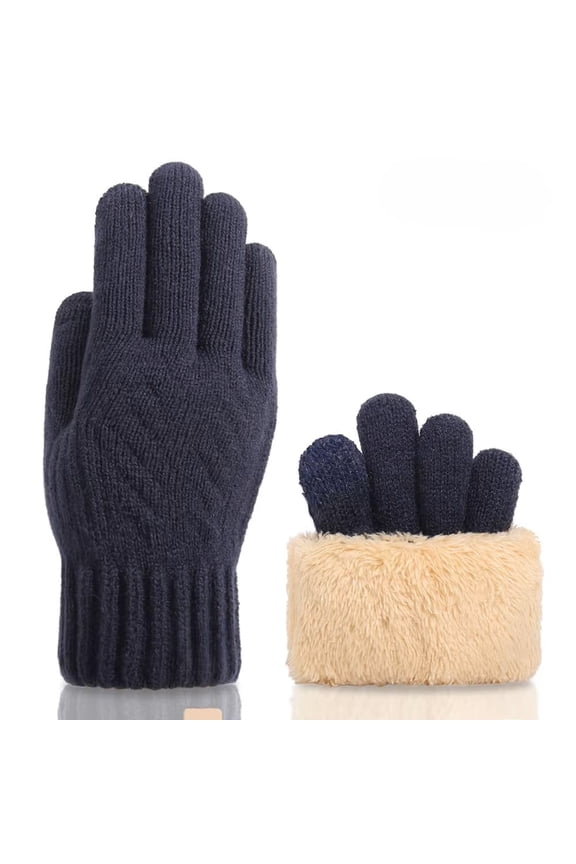 Women's Fleece Lined Jacquard  Knit Gloves with Touch Screen Capability
